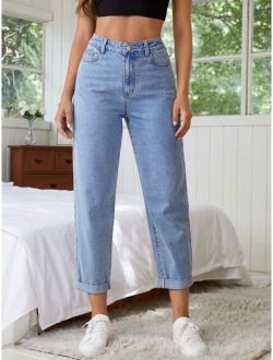 High Waist Straight Leg Jeans