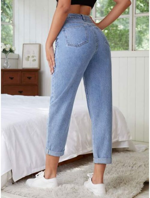 Shein High Waist Straight Leg Jeans