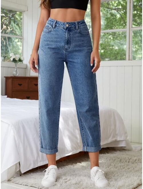 Shein High Waist Straight Leg Jeans