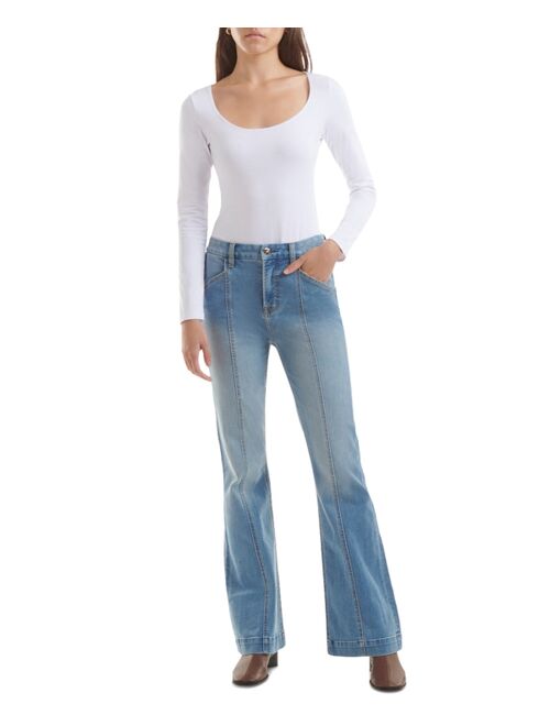 JEN7 by 7 For All Mankind Women's Pintuck Seamed Flare-Leg Jeans