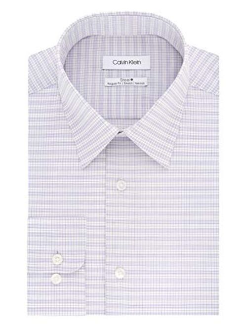 Calvin Klein Men's Dress Shirts Non Iron Stretch Regular Fit Check