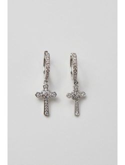 King Ice Iced Cross Hoop Earring