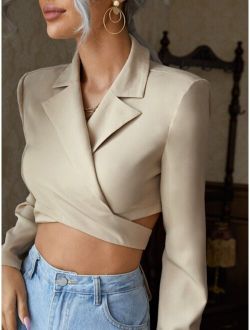 BAE Lapel Neck Tie Back Wrap Blazer