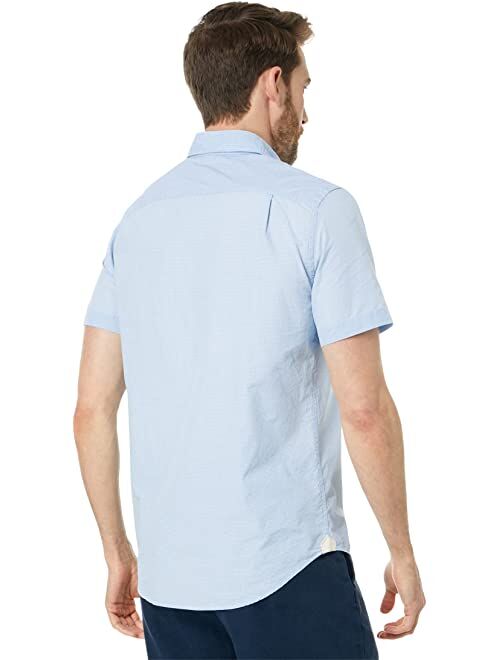 Lacoste Short Sleeve Gingham Button-Down Shirt with Front Pocket