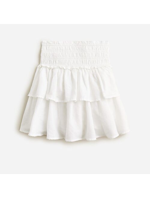 J.Crew Girls' tiered smocked skirt in linen blend