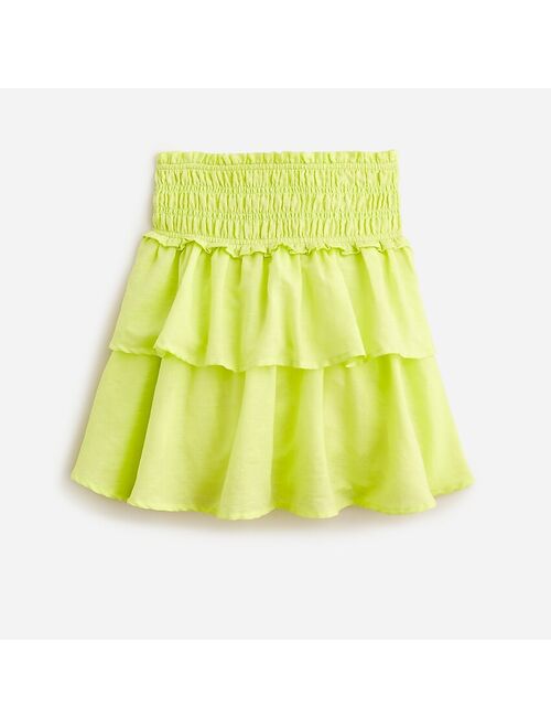 J.Crew Girls' tiered smocked skirt in linen blend