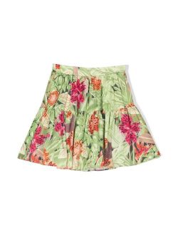 Kids tropical-print tiered skirt