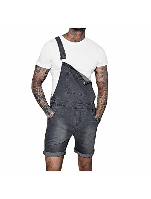 Generic Mens Shorts Mutil Pocket Jeans Overall Jumpsuit Streetwear Suspender Pants Shorts