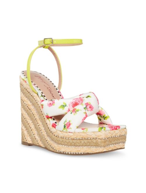 BETSEY JOHNSON Women's Pansie Floral Wedge Sandals