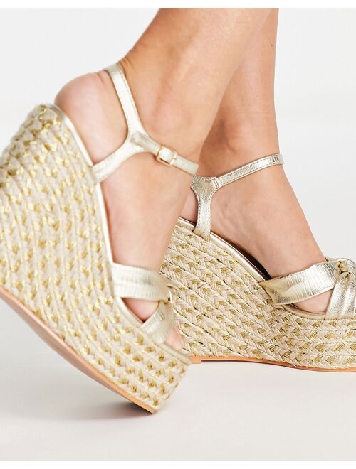 SIMMI Shoes Simmi London espadrille wedge sandals in gold