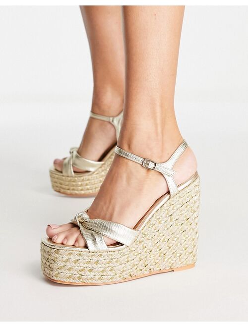 SIMMI Shoes Simmi London espadrille wedge sandals in gold