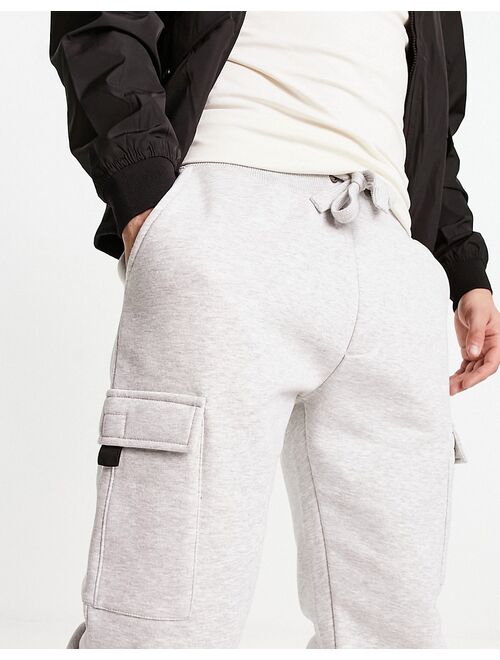 French Connection slim fit cargo sweatpants in light gray