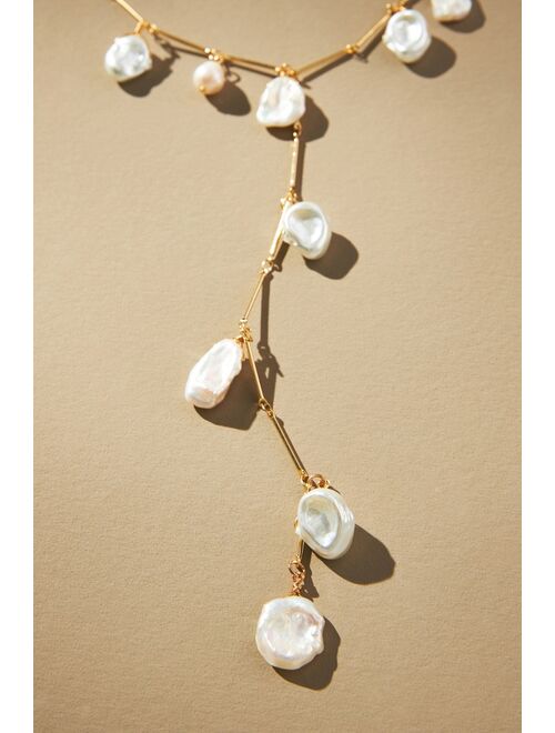 Anthropologie Floating Pearl Lariat Necklace