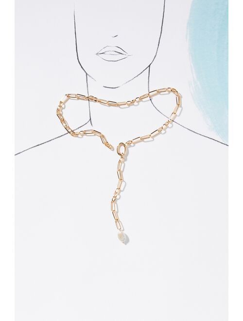 Anthropologie Paperclip Chain Lariat Necklace