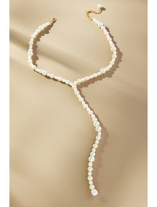 Anthropologie Beaded Pearl Lariat Necklace