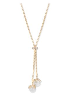 Crystal & Imitation Pearl Lariat Necklace, 36"   2" extender, Created for Macy's
