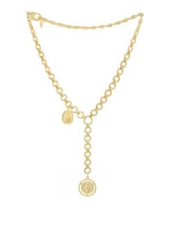 Double Coin Lariat Chain Necklace