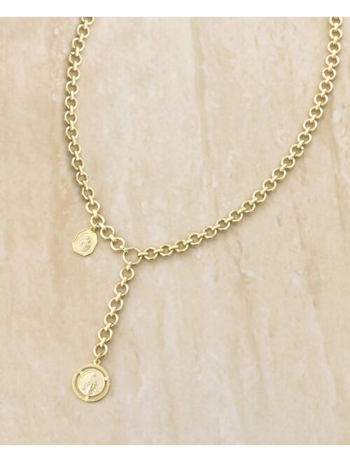 ETTIKA Double Coin Lariat Chain Necklace