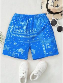 Toddler Boys Paisley Scarf Print Shorts