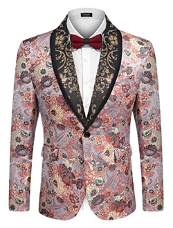 Men's Floral Tuxedo Jacket Luxury Embroidered Blazer Prom Party Dinner Suit Jacket