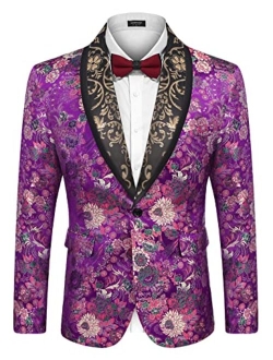 Men's Floral Tuxedo Jacket Luxury Embroidered Blazer Prom Party Dinner Suit Jacket