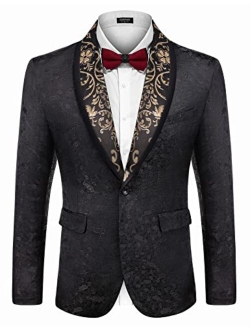 Men's Floral Tuxedo Jacket Luxury Embroidered Blazer Prom Party Dinner Suit Jacket