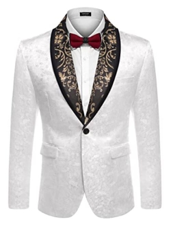 Men's Floral Tuxedo Jacket Luxury Embroidered Blazer Prom Party Dinner Suit Jacket