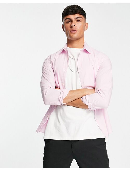 French Connection skinny fit formal shirt in dusty pink