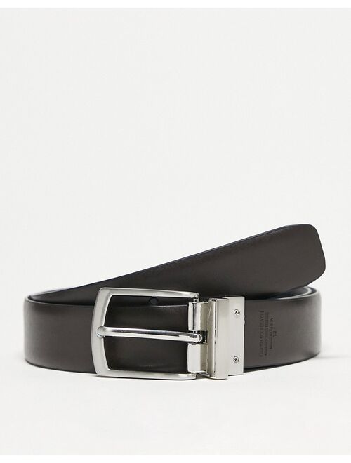 French Connection leather reversible belt in black/brown