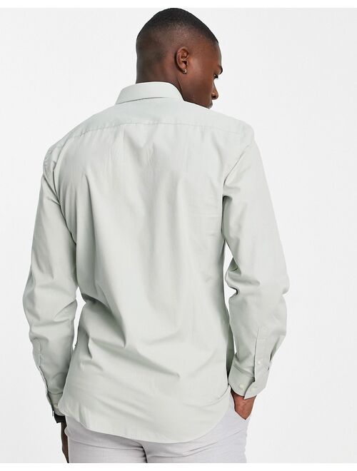 French Connection plain poplin slim fit shirt in light green