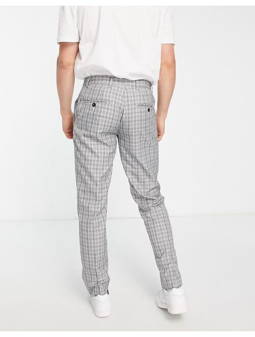 French Connection regular fit pants in light gray check