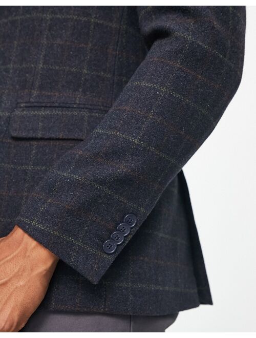 French Connection tweed check blazer in navy