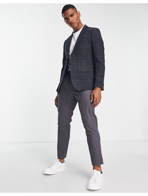 French Connection tweed check blazer in navy