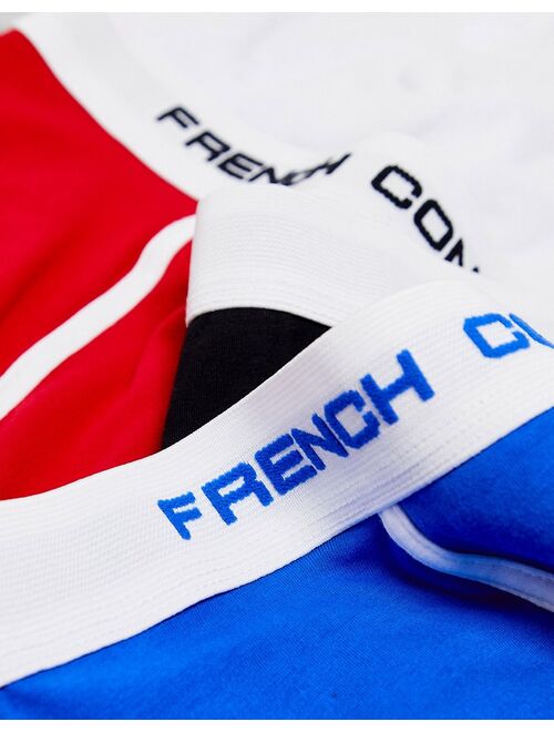 French Connection 7 pack boxers in black white blue red and gray