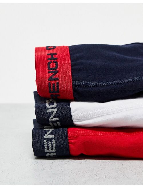 French Connection 3 pack boxers in red white and navy