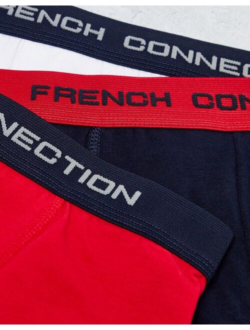 French Connection 3 pack boxers in red white and navy