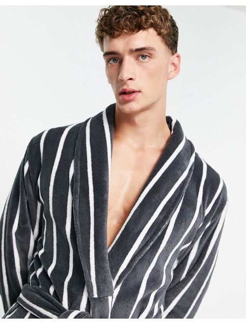 French Connection robe in light gray stripe