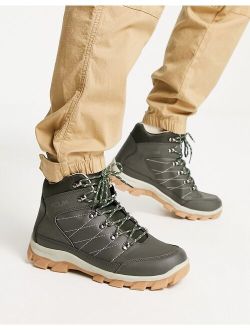 hike boots in khaki