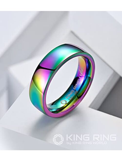 King Ring 6mm Multicolor Ring Spectacular Super Polished Ring, Stainless Steel Ring, Rainbow Ring, Men Rings and Rings for Women