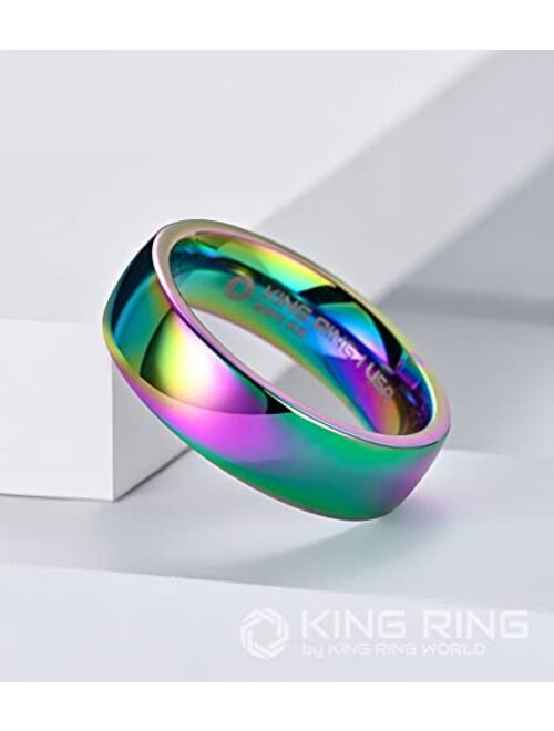 King Ring 6mm Multicolor Ring Spectacular Super Polished Ring, Stainless Steel Ring, Rainbow Ring, Men Rings and Rings for Women