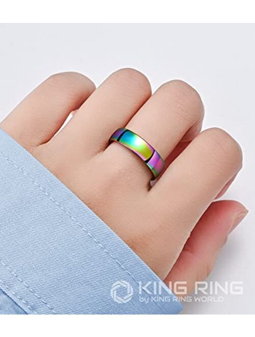 King Ring 6mm Multicolor Ring Spectacular Super Polished Ring, Stainless Steel Ring, Rainbow Ring, Men Rings and Rings for Women