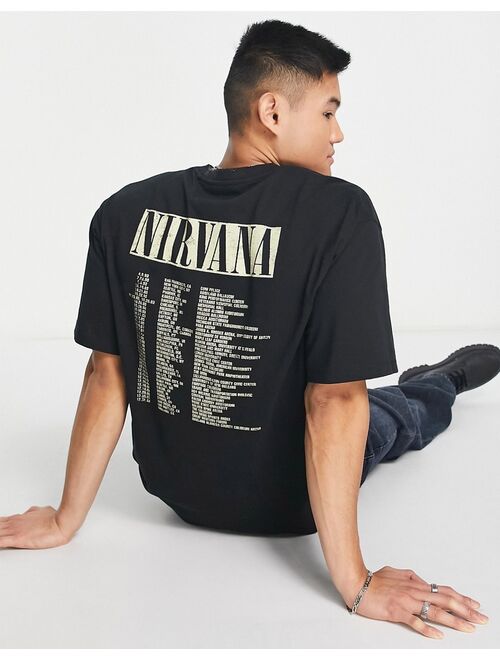 Pull&Bear X Nirvana back print t-shirt in black