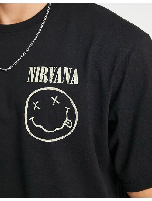 Pull&Bear X Nirvana back print t-shirt in black