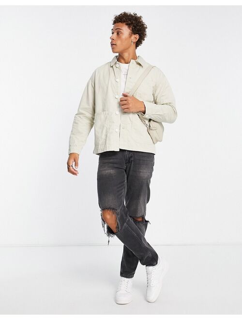 Pull&Bear overshirt in relaxed fit in ecru