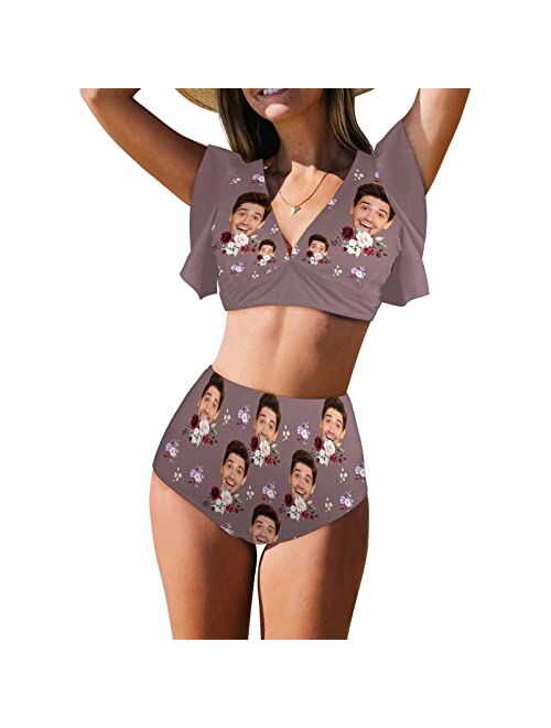 Artsadd Women's Swimsuits,Customized V-Neck High-Waist Bikini Set for Women Graduation Trip Gifts for Birthday Anniversary