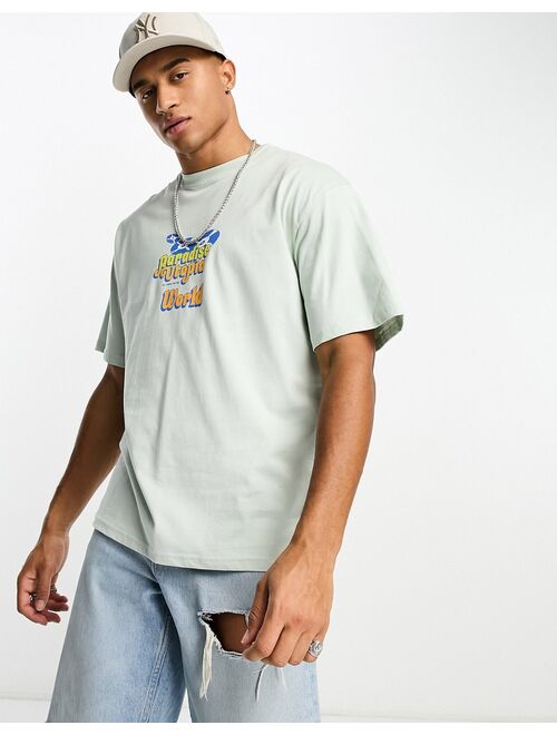 Pull&Bear paradise printed t-shirt in white