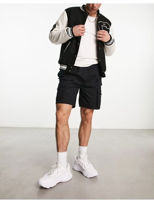 Pull&Bear utility cargo short in black