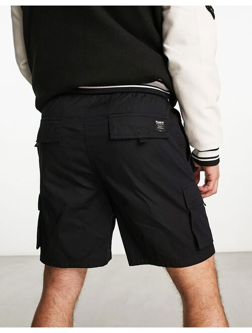 Pull&Bear utility cargo short in black