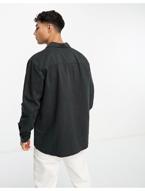 Pull&Bear twill worker shirt in black