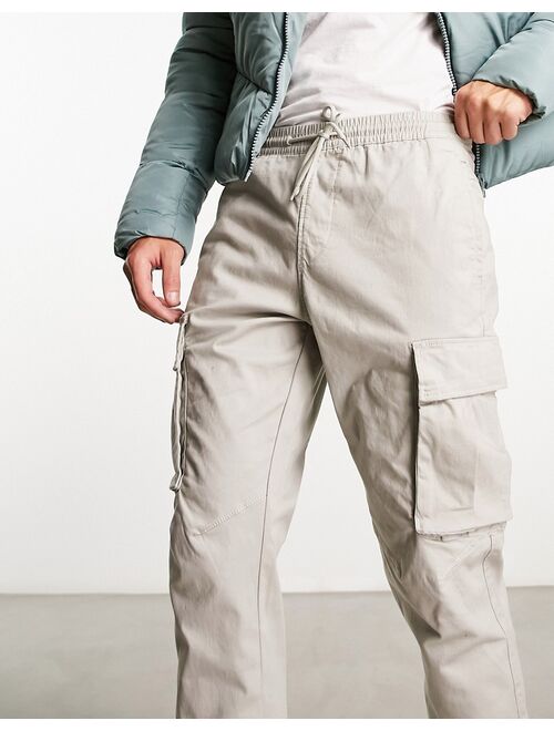 Pull&Bear cargo joggers in stone